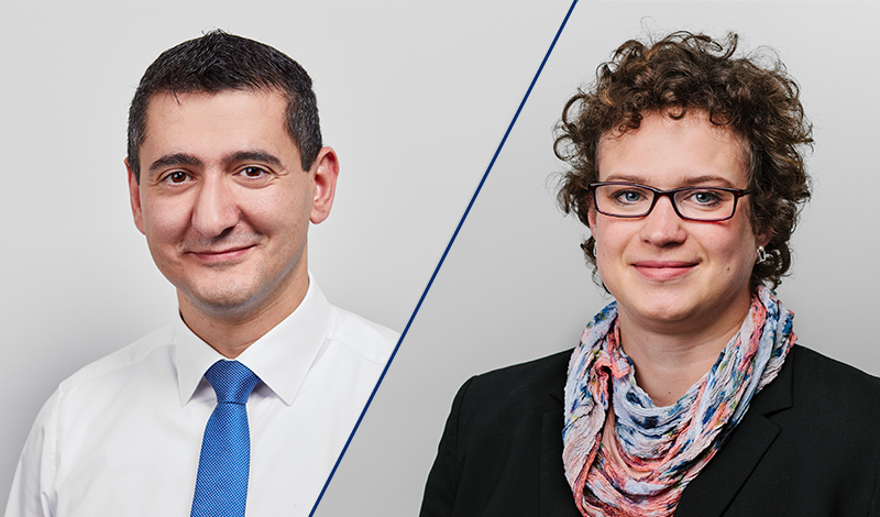 Dr. Selahattin Danisman (links) und Dr. Cora Schaffert-Ziegenbalg betreuen die Förderinitiative "Wissenschaftskommunikation hoch drei".