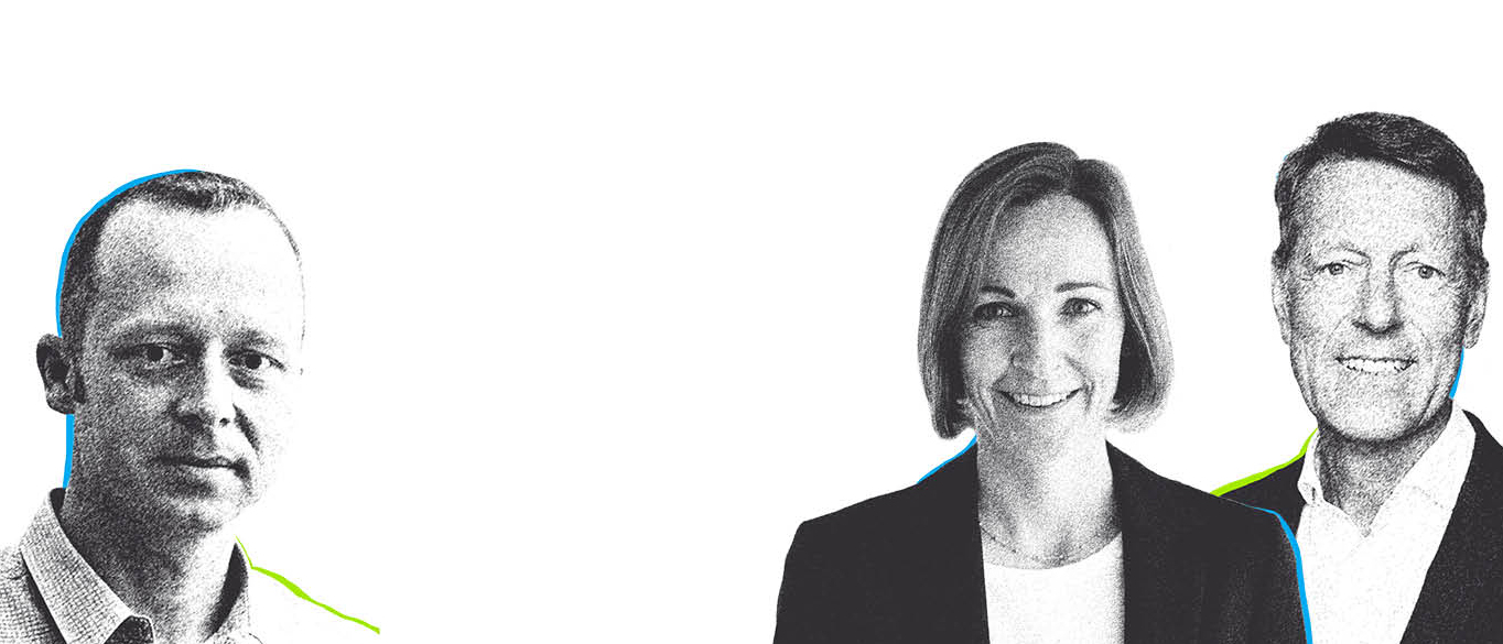 Illustration mit zwei Männern und einer Frau