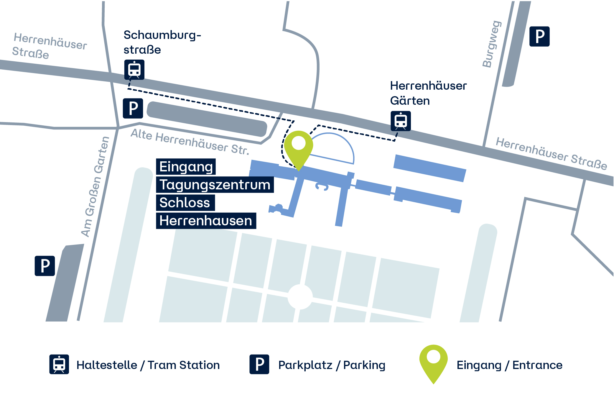 Directions to the conference centre Tagungszentrum Schloss Herrenhausen, Hannover