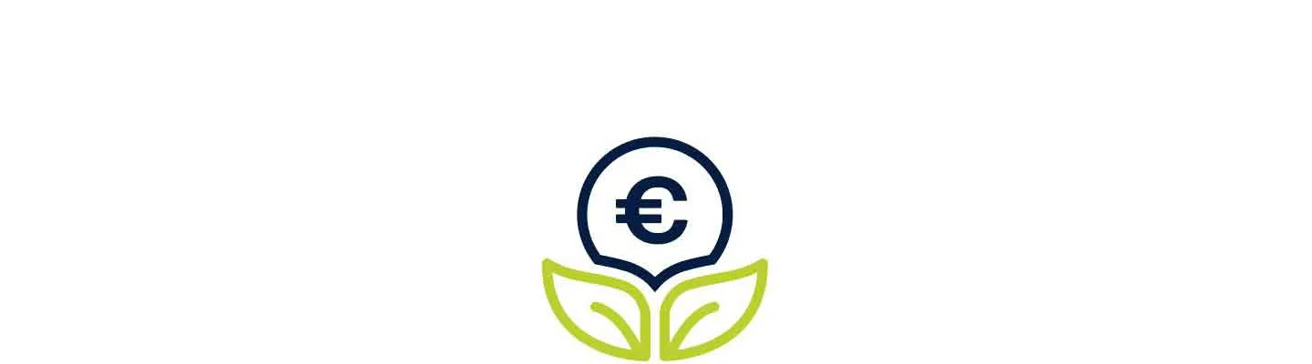 Illustration mit einer Pflanze, in der angedeuteten Blüte ein Euro-Symbol