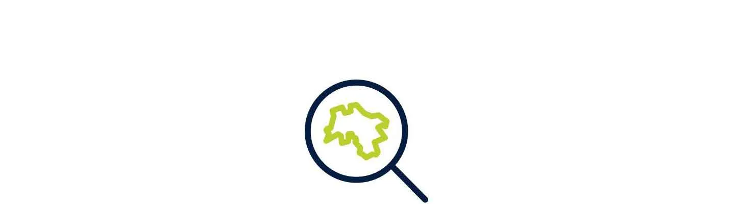 Illustration mit einer Lupe, die den Umriss des Landes Niedersachsen zeigt