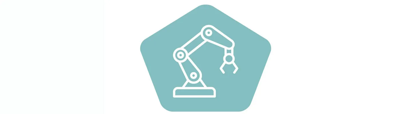 Illustration mit Roboter-Greifarm