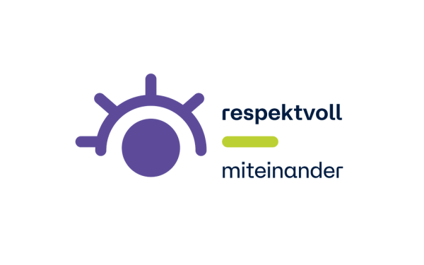 Logo mit einem stilisierten Auge und Text "respektvoll miteinander"