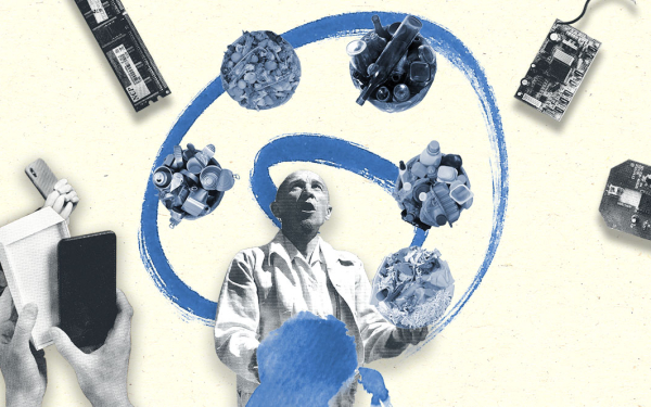 Illustration mit verschiedenen Materialien, die recycelt werden können