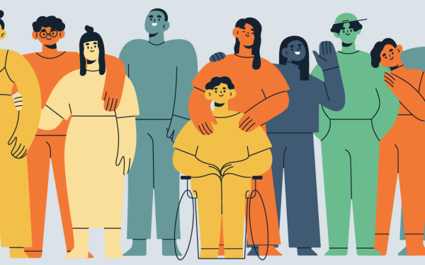 Illustration mit mehreren Personen, die Diversität zeigen soll