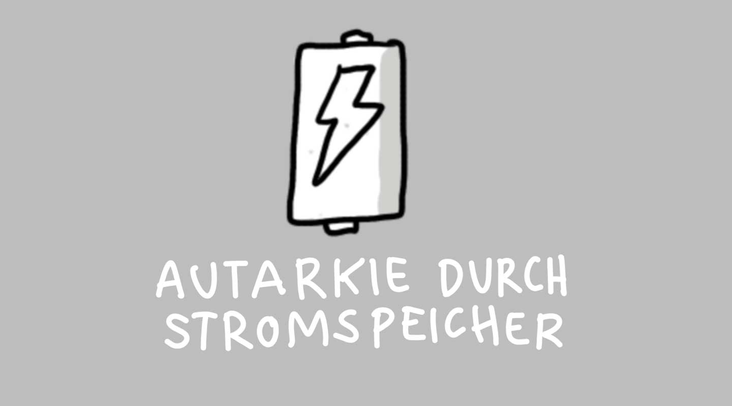 Illustration mit Batterie zum Thema Autarkie durch Stromspeicher
