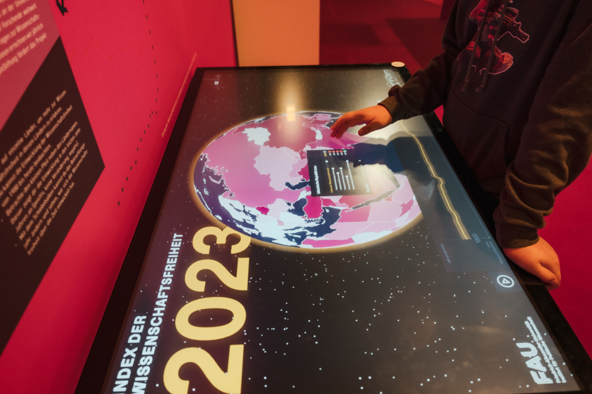 Ein Monitor mit einer Weltkugel ist zu sehen. Neben der Weltkugel steht "2023".