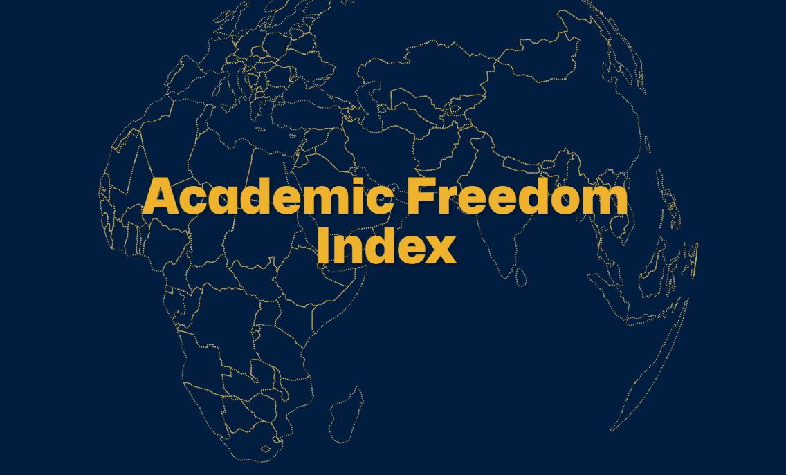 Weltkarte mit Schriftzug Academic Freedom Index
