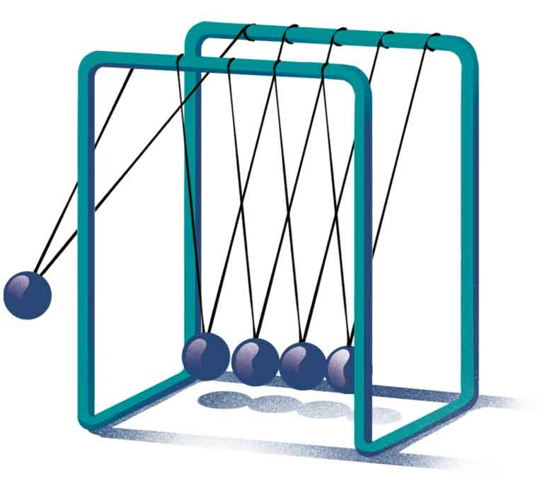 Illustration mit Kugelstoßpendel