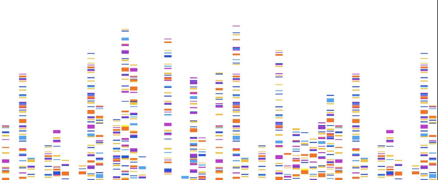 Grafische Darstellung einer Gel-Elektrophorese, die bei der DNA-Sequenzierung eingesetzt wird. 