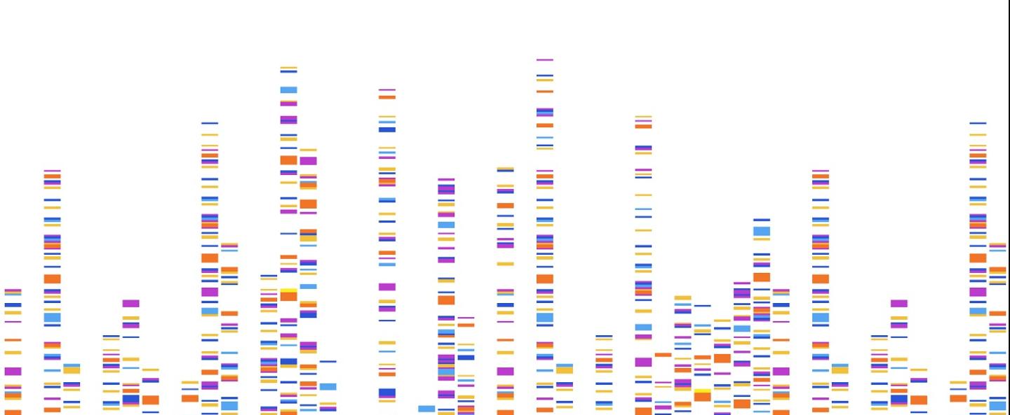 Grafische Darstellung einer Gel-Elektrophorese, die bei der DNA-Sequenzierung eingesetzt wird.