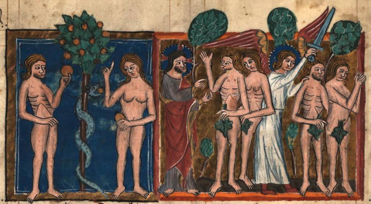 Sündenfall und Vertreibung aus dem Paradies Rudolf von Ems, 14. Jahrhundert