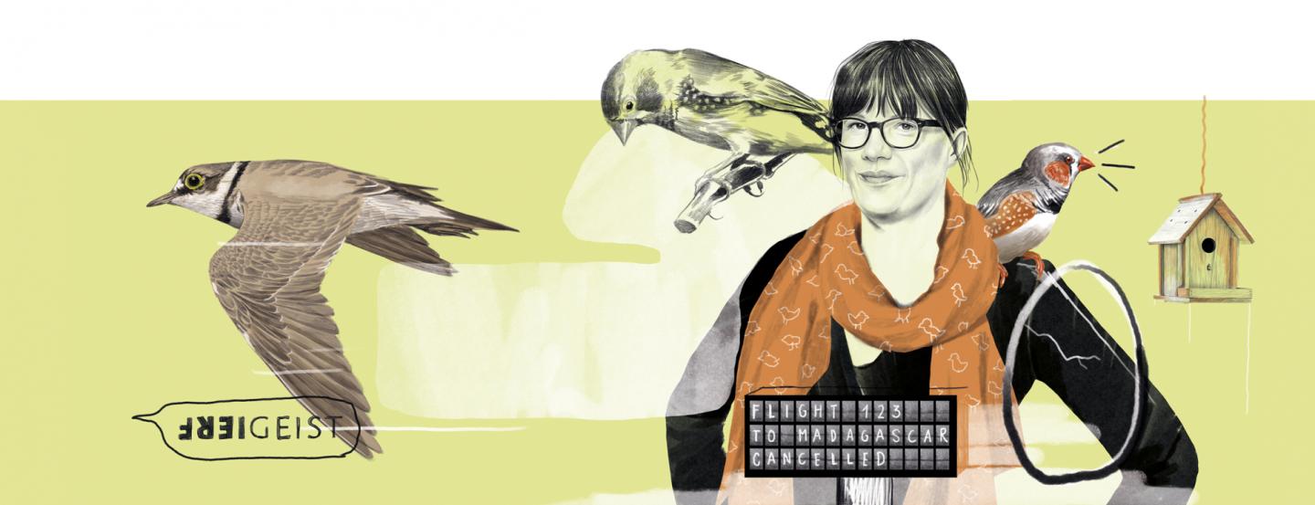 Illustration Prof. Dr. Barbara Caspers mit Vögel