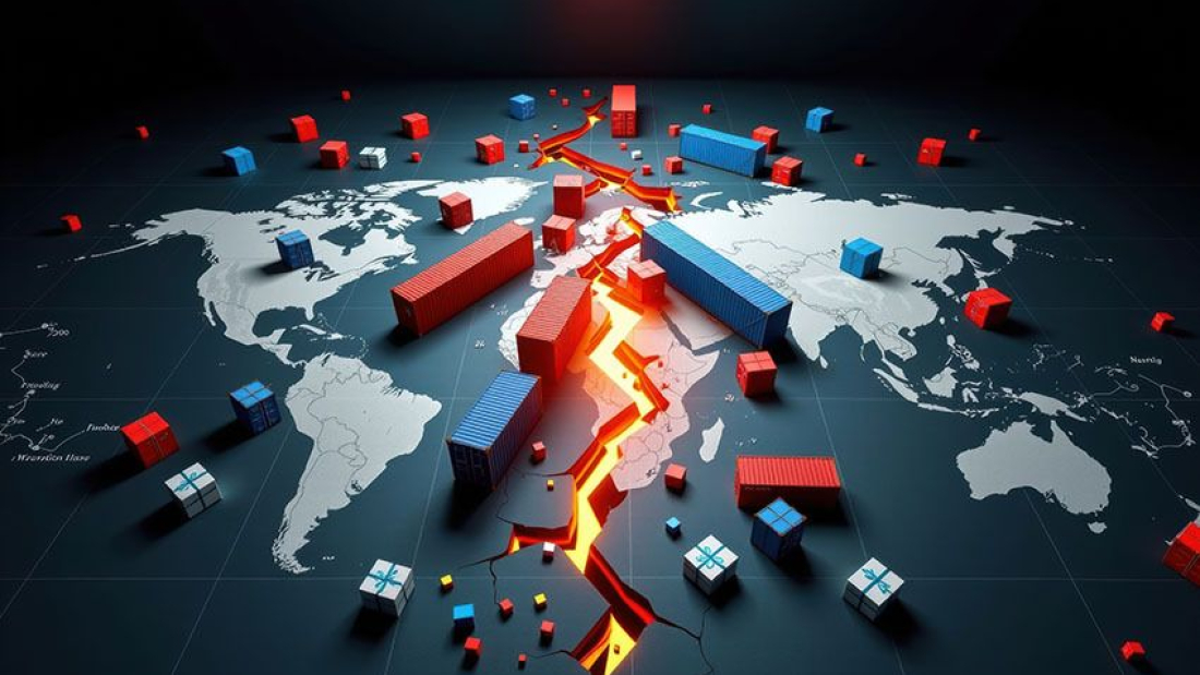 Handelskriege stilisiert auf Karte 